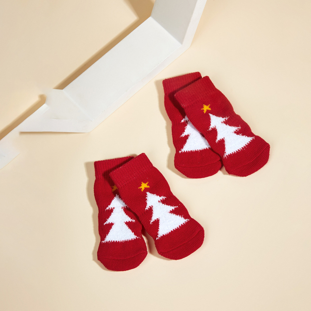 Chaussettes de chiens de Noël antidérapantes