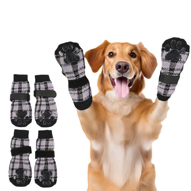 Högkvalitativ grossist Anti Slip Dog Socks Paw Protector Dog Grip Knit Socks för trägolv